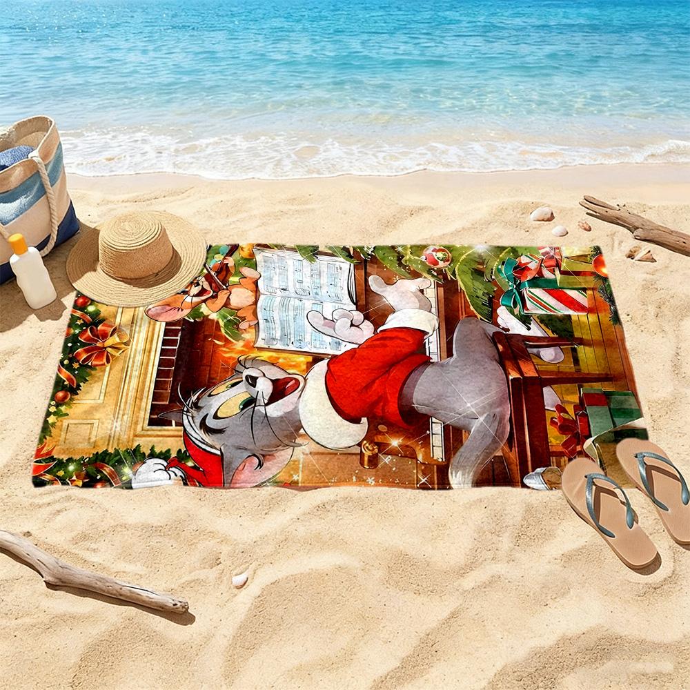Tom Jerry Cheese Day Beach Towel Super Soft Microfiber Quickdry Fabric Comfortable Lightweight Perfect for Traveling Yoga Camping and Swimming