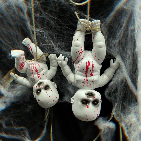 Halloween Creepy Doll DIY Scary Zombie Baby Dolls Haunted House Adornment Hanging Ornament Prop for Horror Halloween Decor
