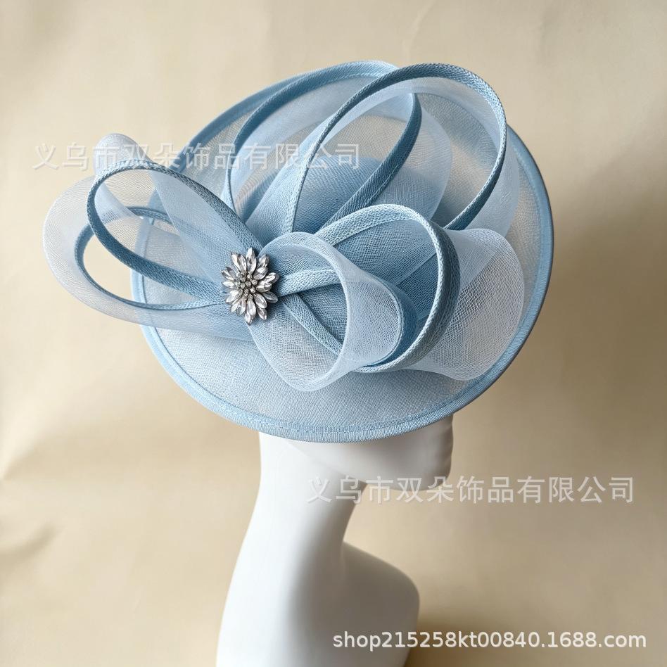 French retro imitation linen top hat mesh headgear horse racing festival banquet bridal hair accessories light luxury party top hat