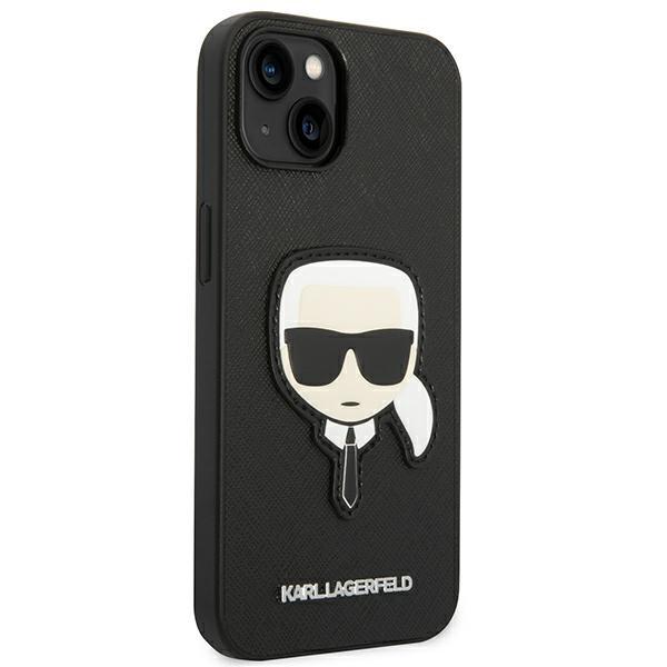 Etui do iPhone 14 Plus Karl Lagerfeld Saffiano Karl's Head Patch Czarne