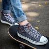Кроссовки из денима и парусины для ходьбы, спортивная обувь с круглым носком, повседневная обувь для мужчин, бег, толстая подошва, женские фирменные ботинки