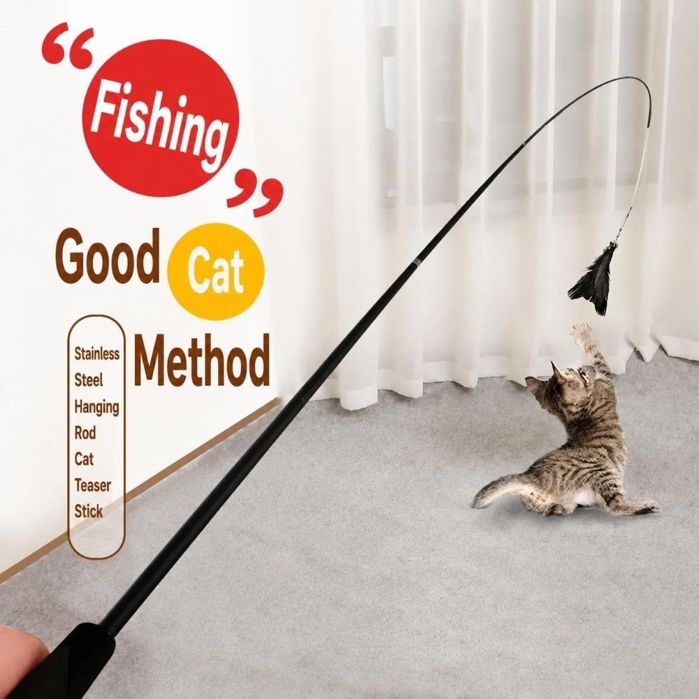 with Detachable Feather Worm Refill Telescopic Cat Wand 1.8m Extra Long Cat Teaser Stick Kittens