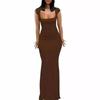 Women's Summer Sleeve-covered Square Collar Elegant Casual Long Form-fitting Evening Dress
