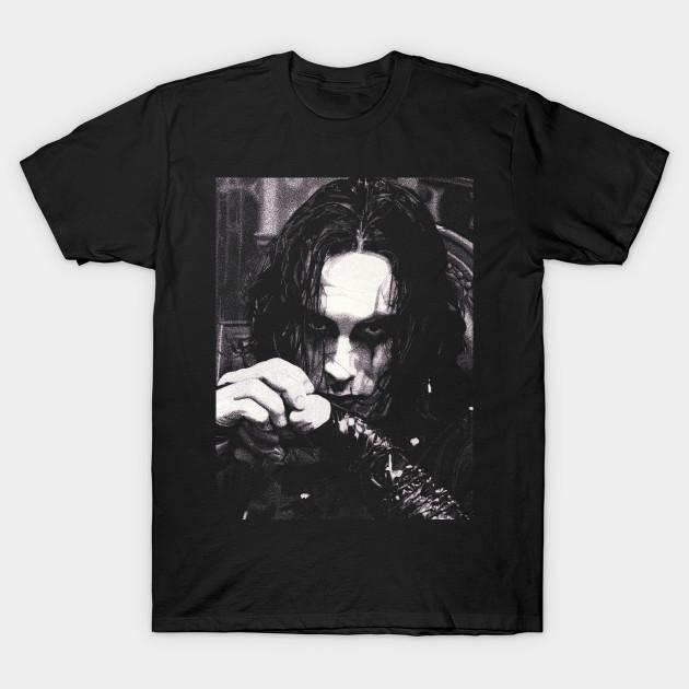 Men Black Print T-shirt Eric Draven Portrait - The Crow No-Cut Transfer Paper Print Cotton Tshirt