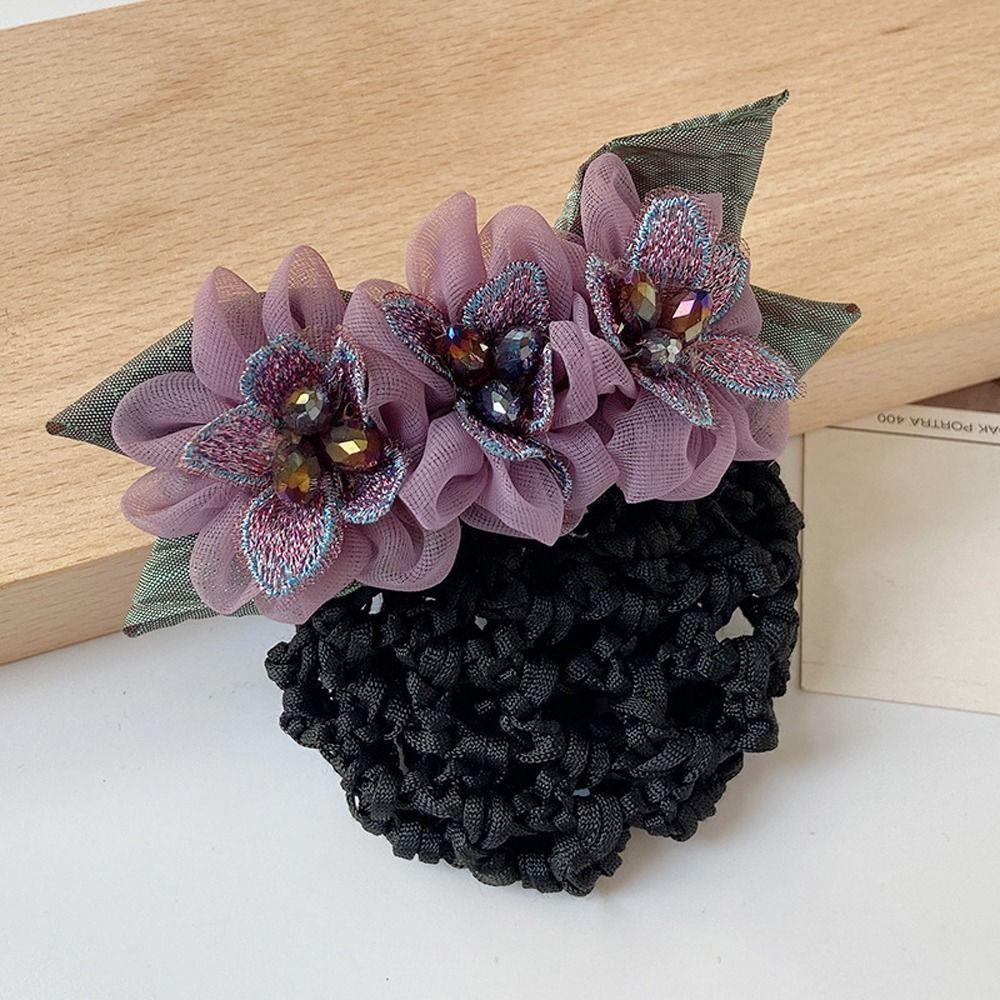 Бантик для волос, чехол для пучка, женские пружинные зажимы, кружевная сетка для волос с цветком, корейский пучок, снуд, заколки для волос, чехол для сетки