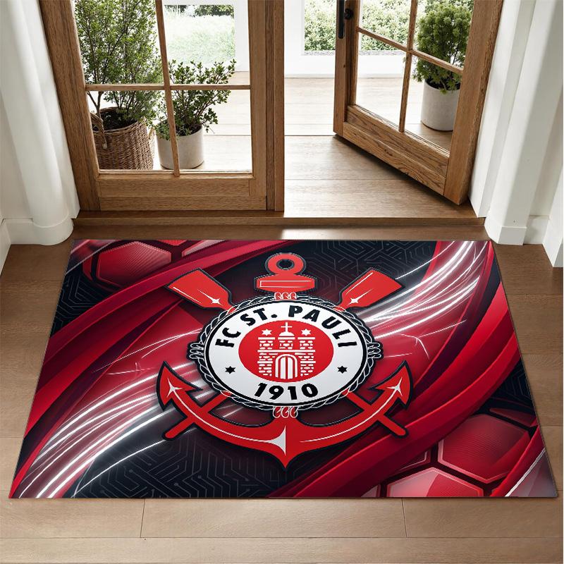 Fulham Football Design Crystal Velvet Rug Soft Decorative Mat for Bedroom Entrance