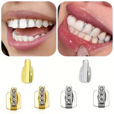3 шт. Новые полые Хип-хоп Накладки на зубы Grillz Блестящие Цирконы Стразы Накладки на зубы Зубные украшения Женские Мужские