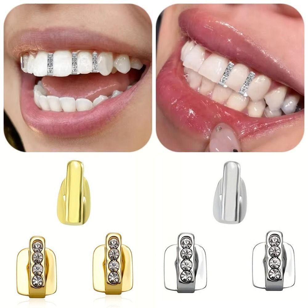 3 шт. Новые полые Хип-хоп Накладки на зубы Grillz Блестящие Цирконы Стразы Накладки на зубы Зубные украшения Женские Мужские