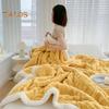 Winter Thickened Blanket Double-sided Fluff Plush Double-layer 3D Jacquard Solid Color Office Nap Dormitory Home Bed Sofa Travel Cozy Warm Blanket