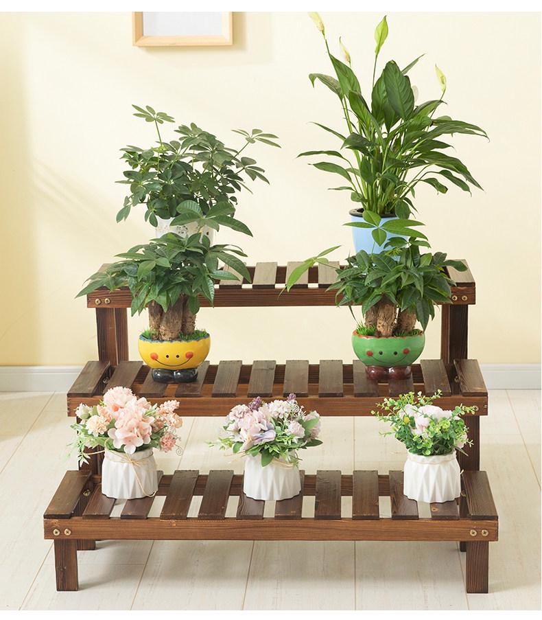 Multi-layer Solid Wood Indoor Balcony Plant Stand