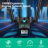 Двухдиапазонный WiFi-адаптер 1300 Мбит/с с 4 антеннами для Windows 7/10/11 - Не требует драйверов