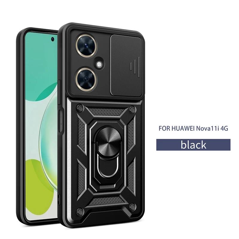Slide Camera Armor Phone Case for Huawei Nova 11i Pro Y60 Y70 Y90 9 10 11 Se Y9a Y8s Y9s P30 40 Lite Car Holder Ring Back Cover