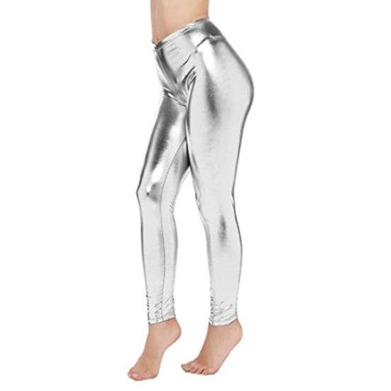 Женские брюки из глянцевой искусственной кожи, узкие эластичные брюки с высокой талией, однотонные, гладкие, мягкие, дышащие, с контролем живота, до щиколотки, для клубных вечеринок, женские длинные брюки