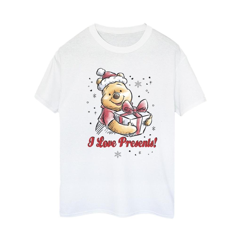 Disney Womens/Ladies Winnie The Pooh Love Presents Cotton Boyfriend T-Shirt