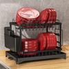 Dish Drying Rack for Countertop Aluminum 2 Tier Dish Rack with Drainboard and Utensil Holder for Kitchen Organization