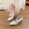 Temperament Baotou Thin Heel Sandals Women's 2025 New Product Bow Celebrity Style Sexy Pointed Beautiful High Heels