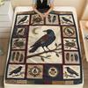 Crow Print Flannel Blanket, High quality Comfortable for All Seasons, Home Decor, Warmth and Comfort, Perfect for Christmas Gifts47