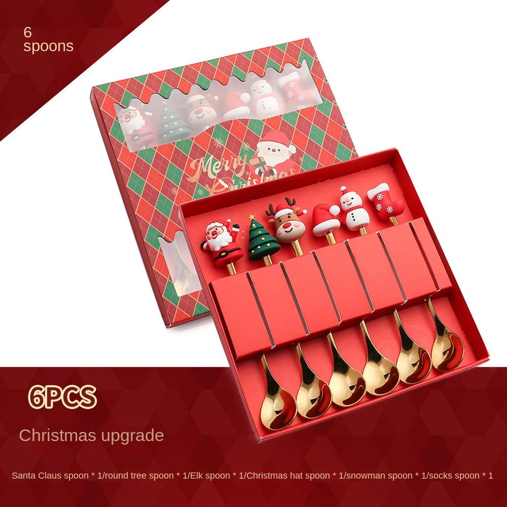 Рождественский набор ложка и вилка Десертная ложка и вилка Кофейная ложка Рождественский кулон ложка и вилка Подарочный набор Деда Мороза
