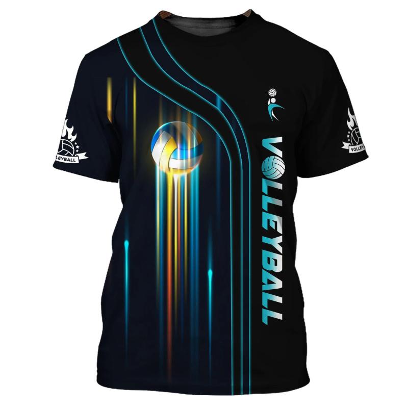 Летний топ с 3D-принтом с круглым вырезом, модный, повседневный, спортивный, волейбольная форма, мужские футболки с коротким рукавом