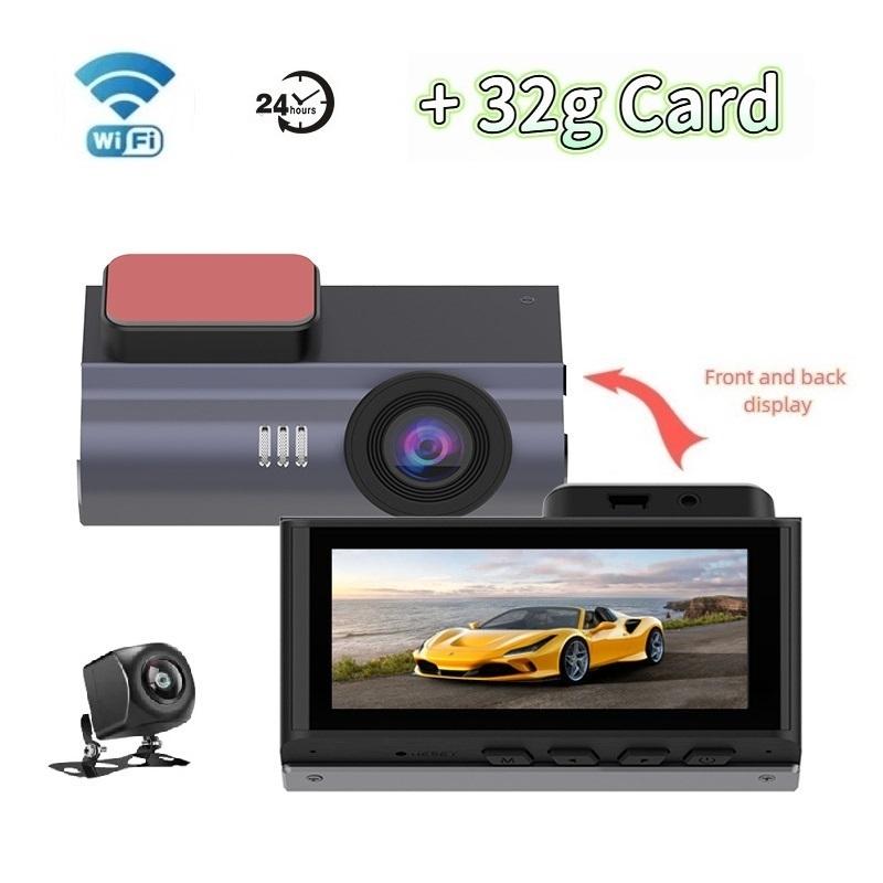 Видеорегистратор Ultra HD, Автомобильный DVR, 24-часовой мониторинг парковки, Передний и задний WIFI-регистратор
