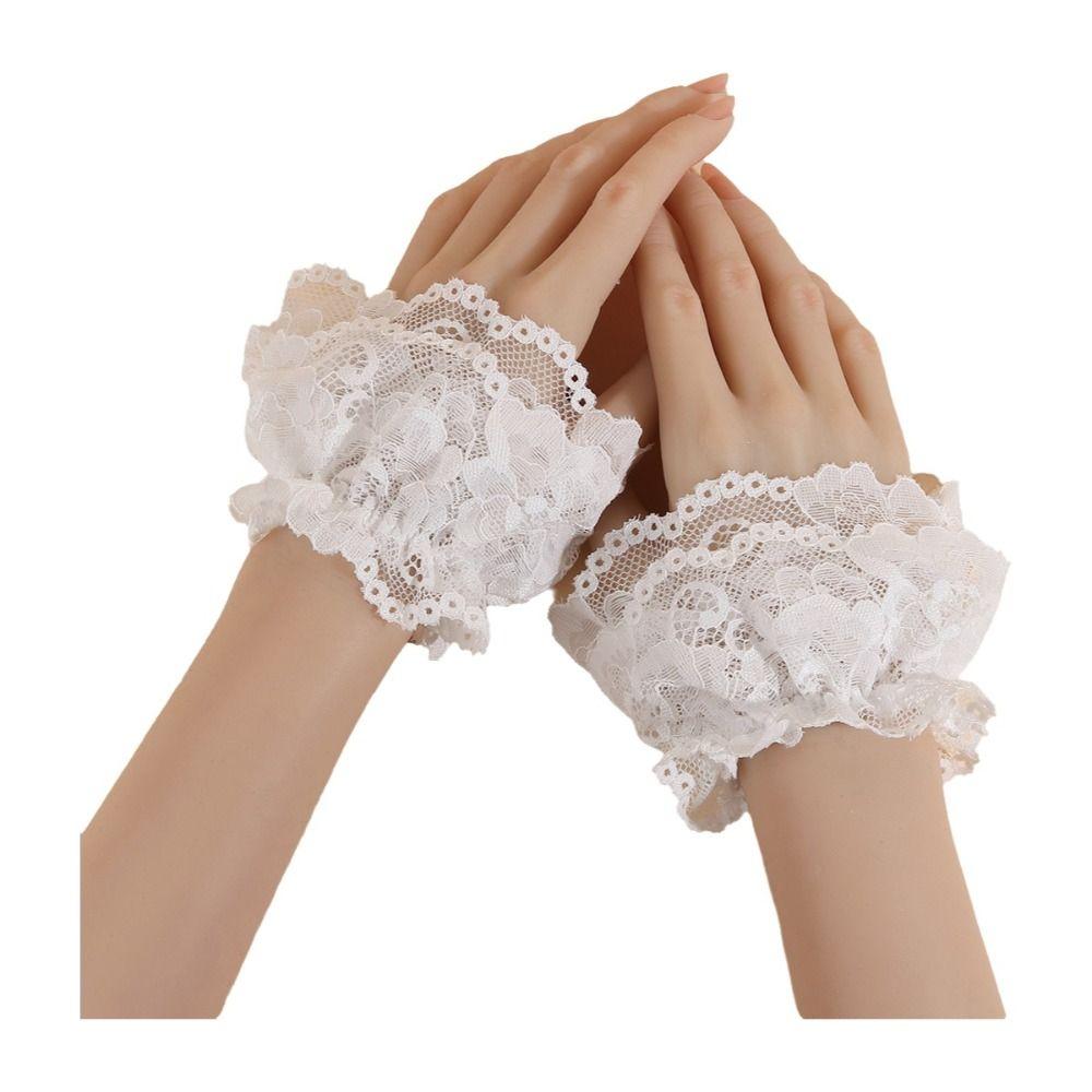 Costume Accessory Fake Cuff Lace Ruffled Wrist Lace Cuff Elegant Sweater Cuffs Stage Performance
