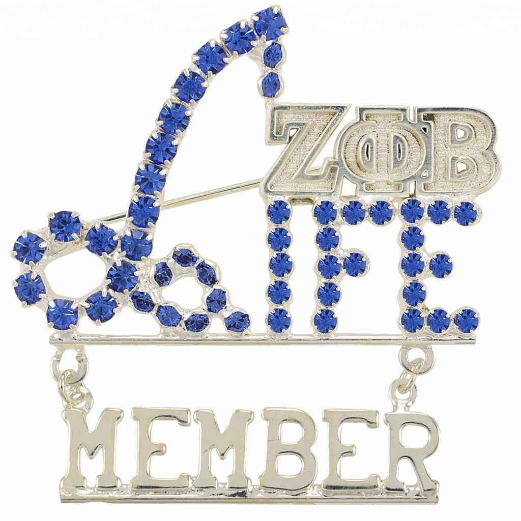 Fashion Metal College Society Finer Women 1920 Club Royal Blue White Crystal Zeta Phi Beta Member Life Sorority Pin Jewelry