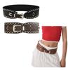 Punk Style Belt Rivet Decor Wide Imitation Leather Waistband Dress Shirt Versatile Waist Belt Fashion Accessory
