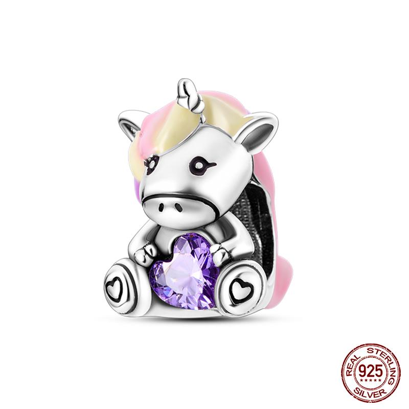 Copper Lovely Animal Cat Squirrel Penguin Heart Zircon Charms Beads Fit Qikaola Original Bracelets Fine Diy Jewelry