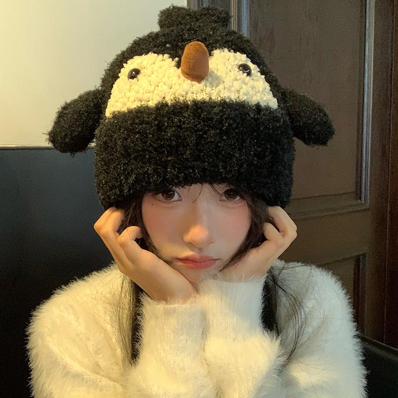 Winter Penguin Beanie For Women With Windproof Knit Material And Casual Style