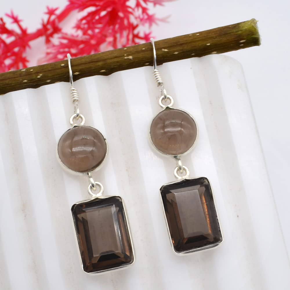 Серьги из серебра 925 пробы, серьги из дымчатого кварца, серьги с подвесками, украшения ручной работы, подарок на день рождения, подарок на годовщину, подарок подружки невесты