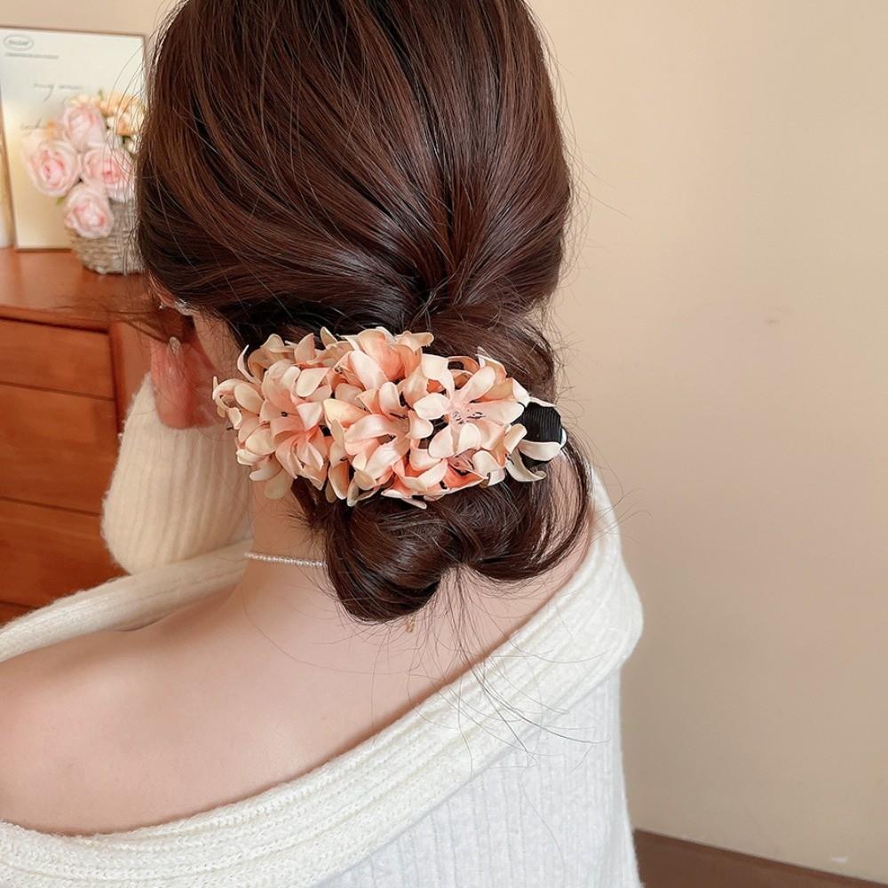 Colorful Hanfu Hair Clip Cloth Ponytail Holder Sweet Flower Hairpin Girls