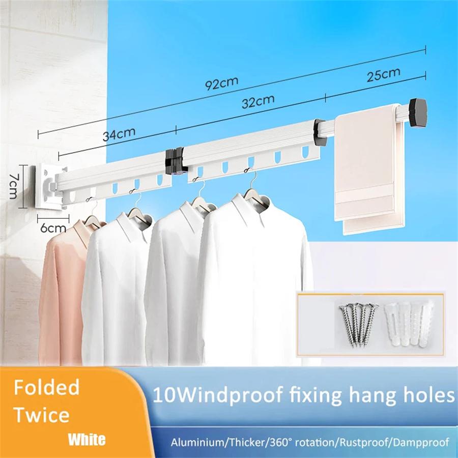 Выдвижная вешалка для одежды, выдвижная сушилка для одежды, экономящая место, настенная вешалка для одежды для стирки белья