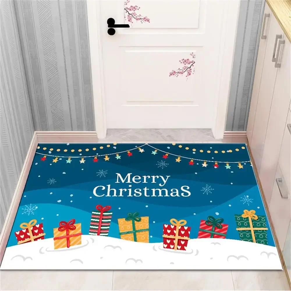 Счастливого Рождества Ковер Прихожая Приветственный коврик Домашний декоративный Рождественский праздничный коврик для входной двери Смешной мультяшный персонаж Войлочные коврики для двери