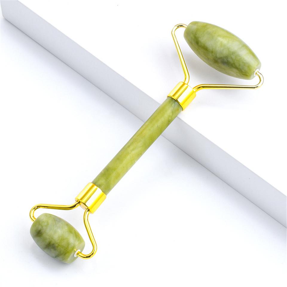 Massager For Face Lift Up Jade Stone Roller White Quartz Natural Crystal Stone Slimming Thin Chin Facial Skin Care Tool
