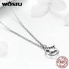 WOSTU Hot Fashion 100% 925 Sterling Silver Lovely Cat Exquisite Women Pendant Necklace