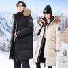 2025 Winter Goose Down Jacket: Black Long Coat with Fur Collar for Men & Women