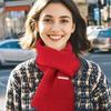 Winter Cashmere Imitation Scarf Women'S  Woolen Knitwear Solid Color Bordeaux Chic Korean Thicker Warm