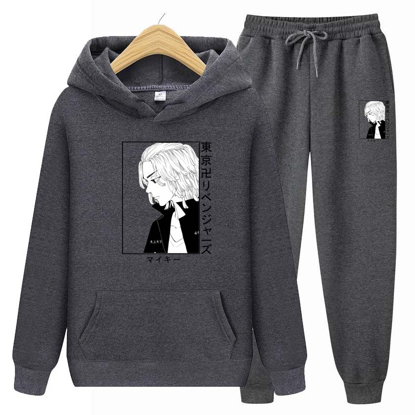 Мужские и женские толстовки с принтом аниме, спортивные костюмы, толстовки с капюшоном для бега, брюки, комплект из двух предметов, брюки, толстая теплая одежда для мужчин