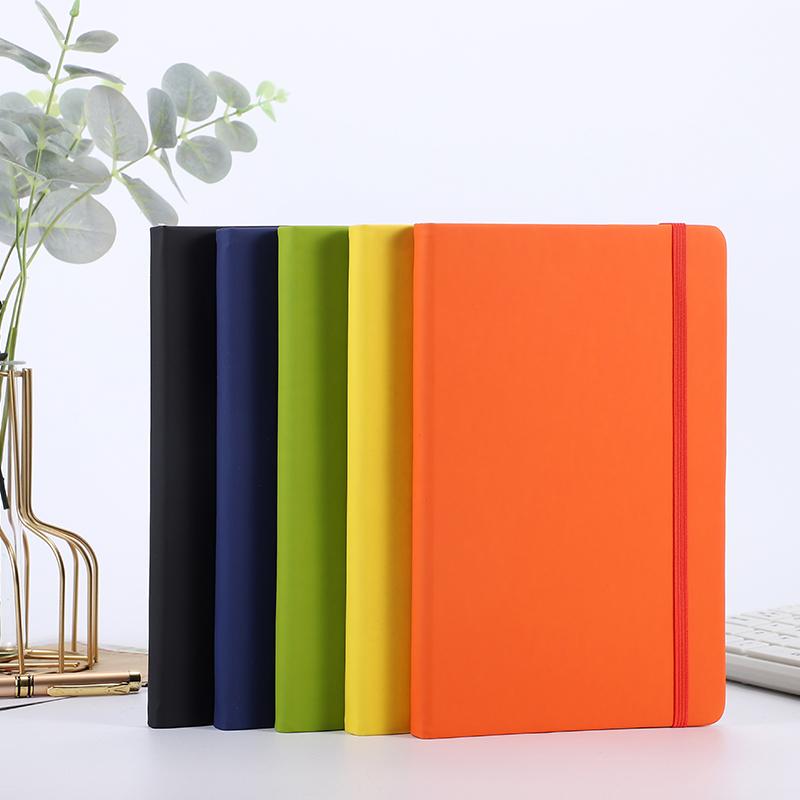 New Arrival High Quality A5 Notebook Custom PU Leather Hardcover Elastic Band Office Journal Thread Sewing Binding