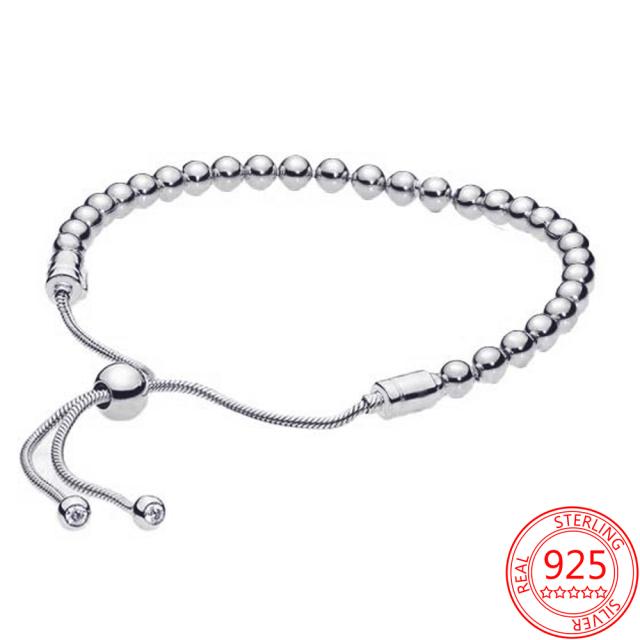 Genuine 925 Sterling Silver Moments Four Style Snake -Shaped Chain Sliding Bracelet Leather Bracelet Wedding Party Girl Jewelry