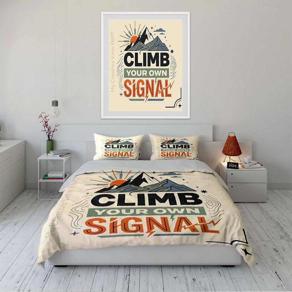 Climb Your Own Signal Design Bedding Duvet Cover Set Duvet Cover Pillowcases (1*Duvet Cover 2*Pillowcases, without duvet insert)