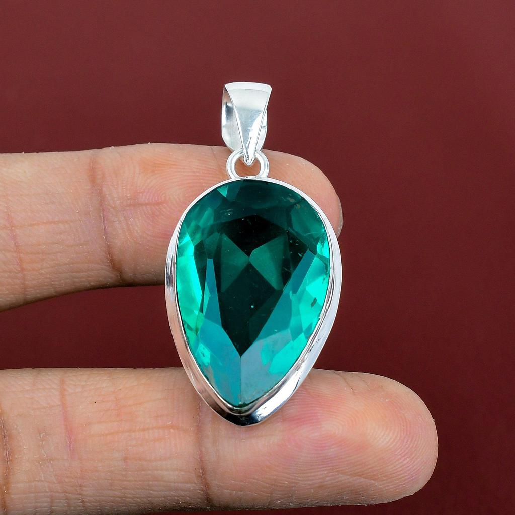Faceted chrome diopside pendant natural gemstone pendant 925 sterling silver pendant chrome diopside jewelry handmade pendants wedding gifts