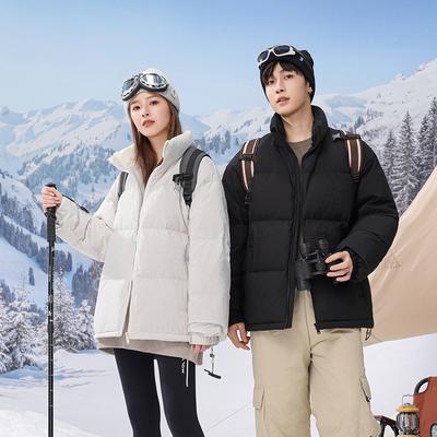 Мужская уличная однотонная куртка-пуховик с воротником-стойкой, зимняя новая модная утепленная куртка для пар, мужская повседневная