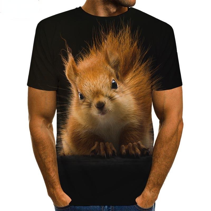 Men's Squirrel T Shirt 3D Print Shirt Animal Graphic Tees Lovely Pattern Tops Men/Women Cute Puppy Face Tee Funny Pet T-shirt