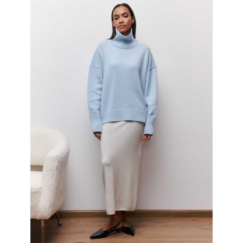 Осенне-зимний женский свитер, свободный, уютный повседневный свитер с высоким воротником