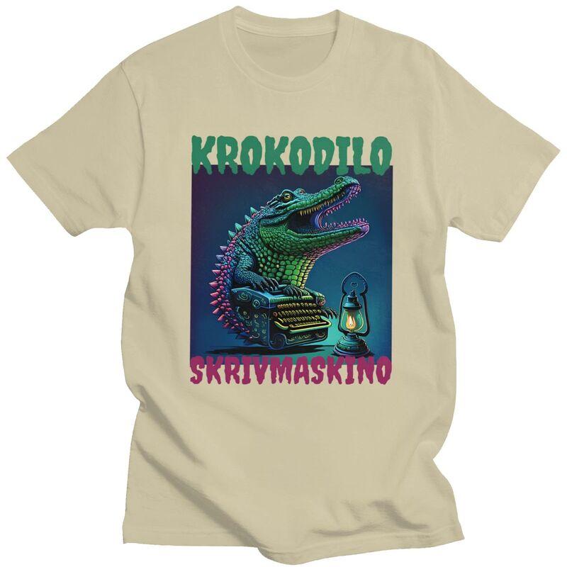 Mens Krokodilo Skrivmaskino Funny Swedish Brainrot Meme T Shirts Short Sleeve 100 Cotton TShirt Loose Fit Summer Tyle Clothing