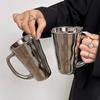 Silver Coffee Mug With Handle Stylish Milk Cup Polished Stainless Steel For Office Home Everyday Use