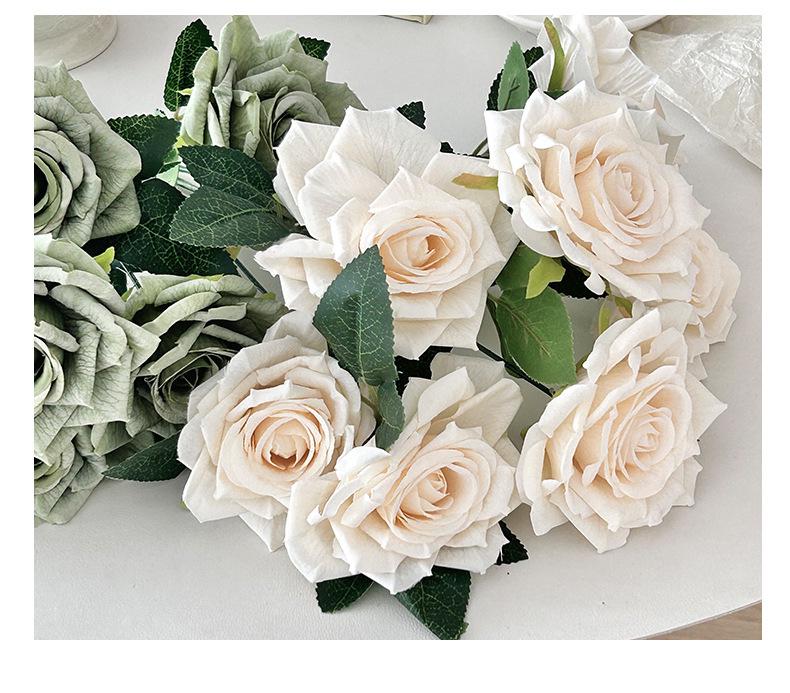 Retro 7-Head Artificial Rose Bouquet for Home and Wedding Decor