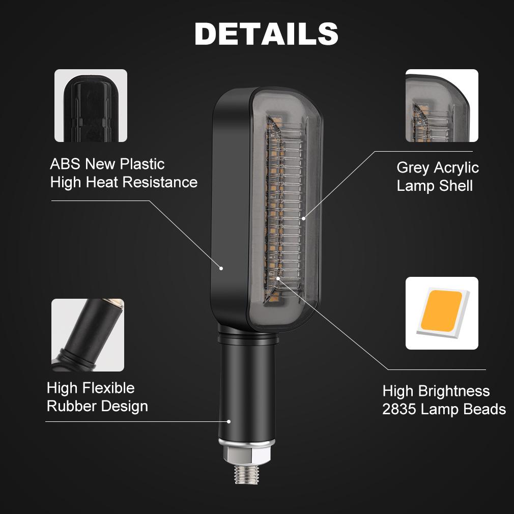 2Pcs LED Turn Signal Light On Motorcycle Stop Signals DRL Flowing Water Flasher 2 In 1 Blinker Indicator Tail Lamp Universal Brake