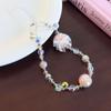 Beaded Bow Phone Case Lanyard Anti-lost Colorful Ball Beaded Phone Strap  DIY Decor